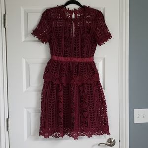 Maroon lace cocktail dress